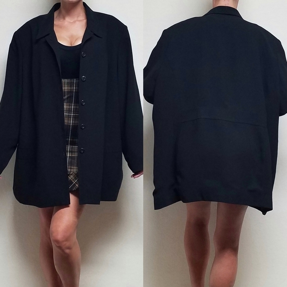 90s Vintage Maggie Barnes Black Goth Steampunk Unstructured Boyfriend Jacket XL